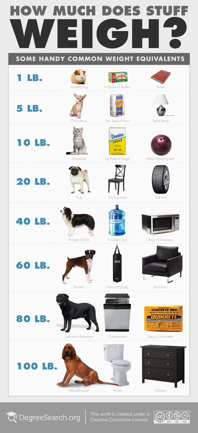 visual representation weight loss comparison to objects